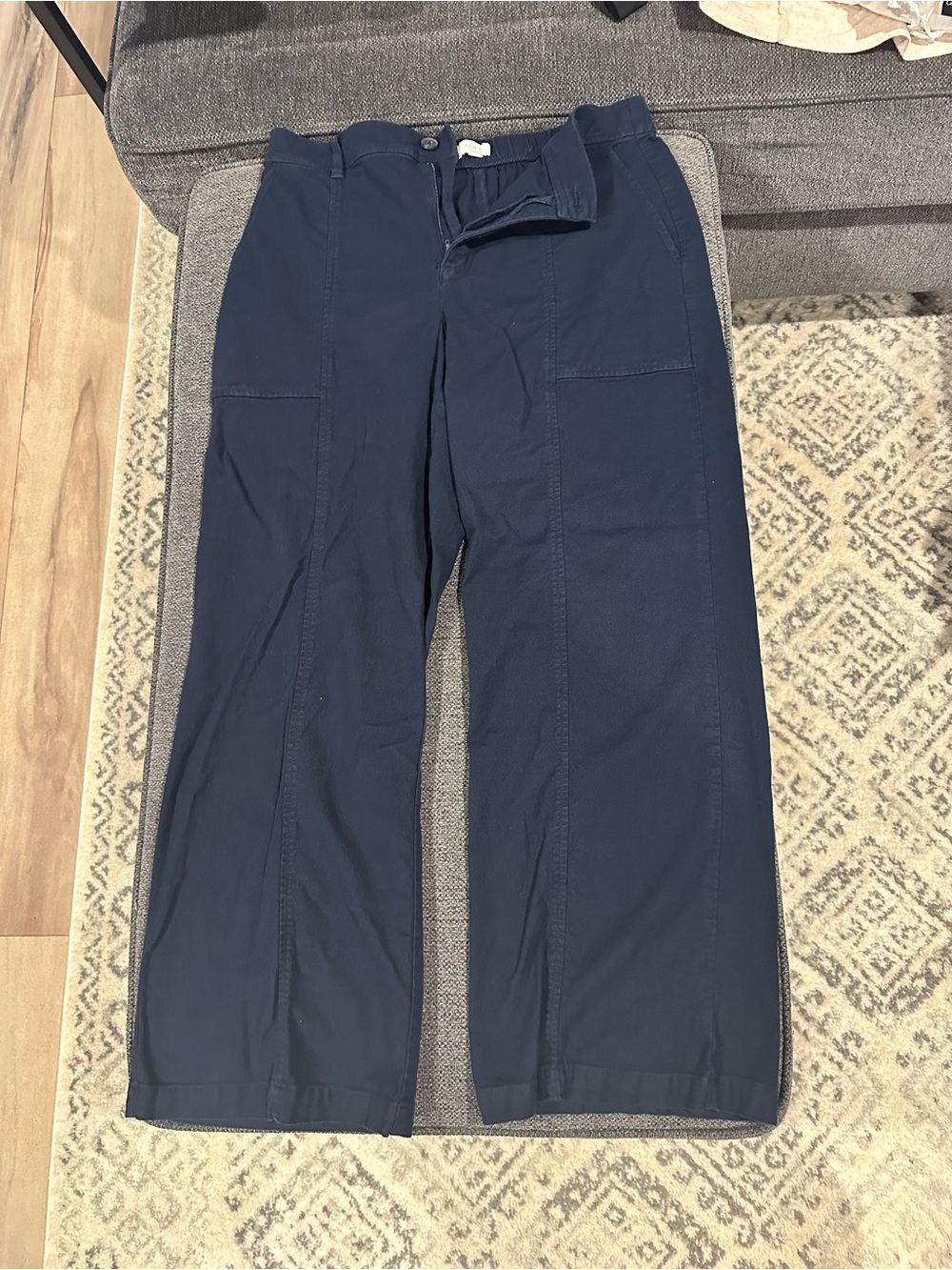 LOFT Navy Wide-Leg Cargo Pants